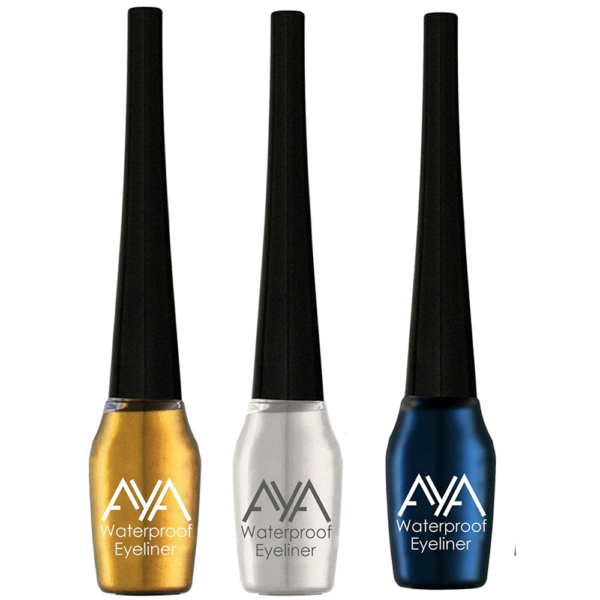 AYA Waterproof Eyeliner, Set of 3 (Golden, Silver, Blue)