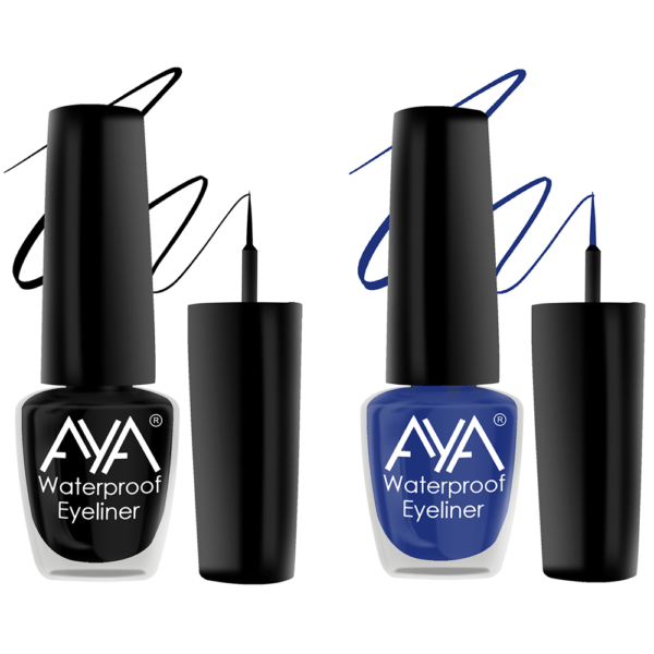 AYA 24 Hrs Long Lasting & Waterproof Eyeliner, Set of 2 Black and Metallic Blue