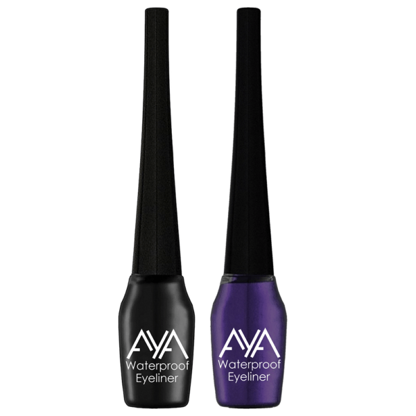 AYA Waterproof Eyeliner, Set of 2 (Black and Purple)