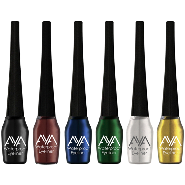 AYA Waterproof Eyeliner, Set of 6 (Black, Brown, Blue, Green, Silver, Golden)