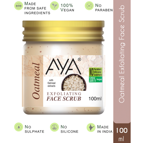 AYA Oatmeal Exfoliating Face Scrub, 100 ml | No Paraben, No Silicone, No Sulphate |