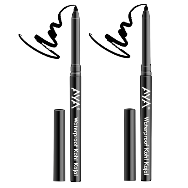 AYA Waterproof Kohl Kajal, Jet Black, Set of 2 (0.28 g + 0.28 g)