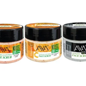 AYA Vitamin C, Papaya, Activated charcoal Exfoliating Face Scrub, 25ml+25ml+25ml | No Paraben, No Silicone, No Sulphate-Pack of 3