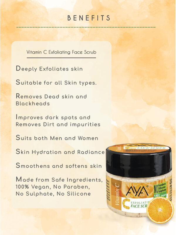 AYA Papaya, Vitamin-C Exfoliating Face Scrub, 25ml+25ml | No Paraben, No Silicone, No Sulphate-Pack of 2 - Image 7