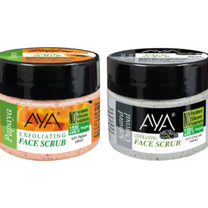 AYA Papaya, Activated Charcoal Exfoliating Face Scrub, 25ml+25ml | No Paraben, No Silicone, No Sulphate-Pack of 2