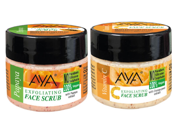 AYA Papaya, Vitamin-C Exfoliating Face Scrub, 25ml+25ml | No Paraben, No Silicone, No Sulphate-Pack of 2