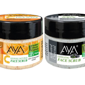 AYA Vitamin-C, Activated Charcoal Exfoliating Face Scrub, 25ml+25ml | No Paraben, No Silicone, No Sulphate-Pack of 2