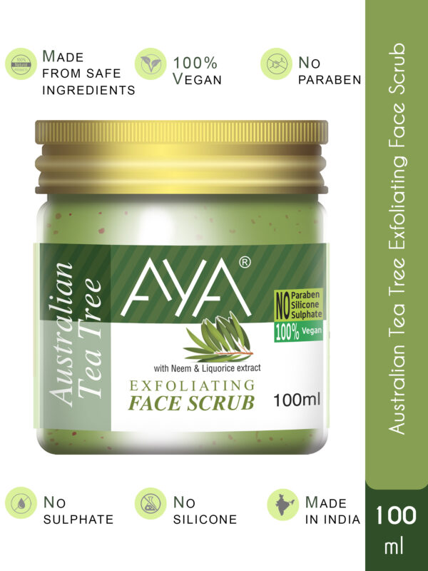 AYA Skincare Combo Pack Of 3, Multipurpose Aloe Vera Gel 300ml, Tea Tree Scrub 100ml, Tea Tree Serum 10ml | No Paraben, No Silicone, No Sulphate | - Image 4