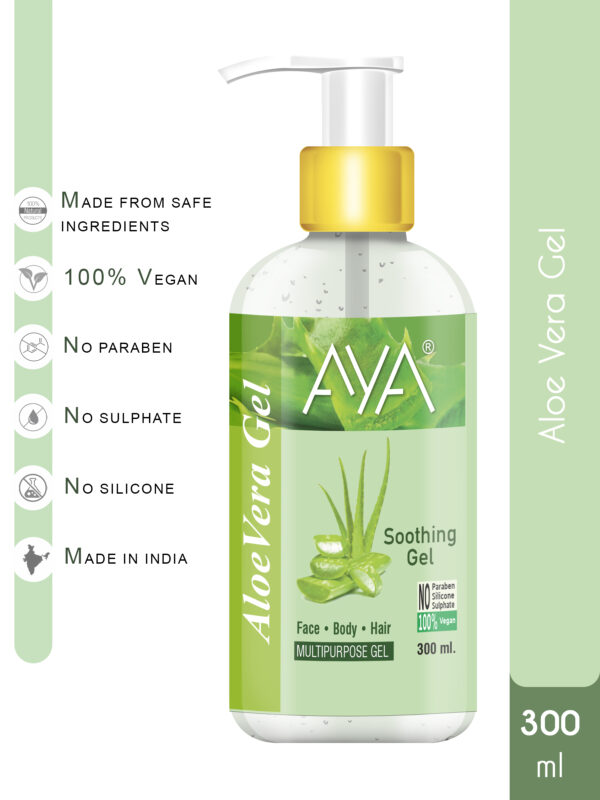 AYA Skincare Combo Pack Of 3, Multipurpose Aloe Vera Gel 300ml, Vitamin-C Scrub 100ml, Vitamin-C Serum 10ml | No Paraben, No Silicone, No Sulphate | - Image 2