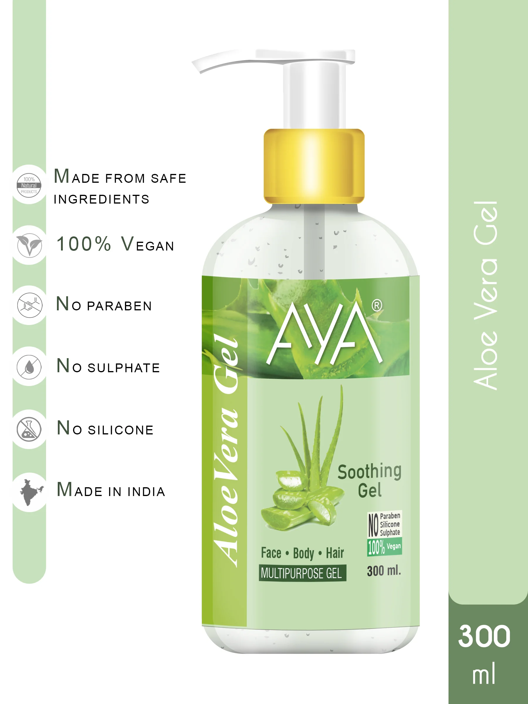 AYA Skincare Combo Pack Of 3, Multipurpose Aloe Vera Gel 300ml, Coffee Scrub 100ml, Coffee Serum 10ml | No Paraben, No Silicone, No Sulphate | - Image 2
