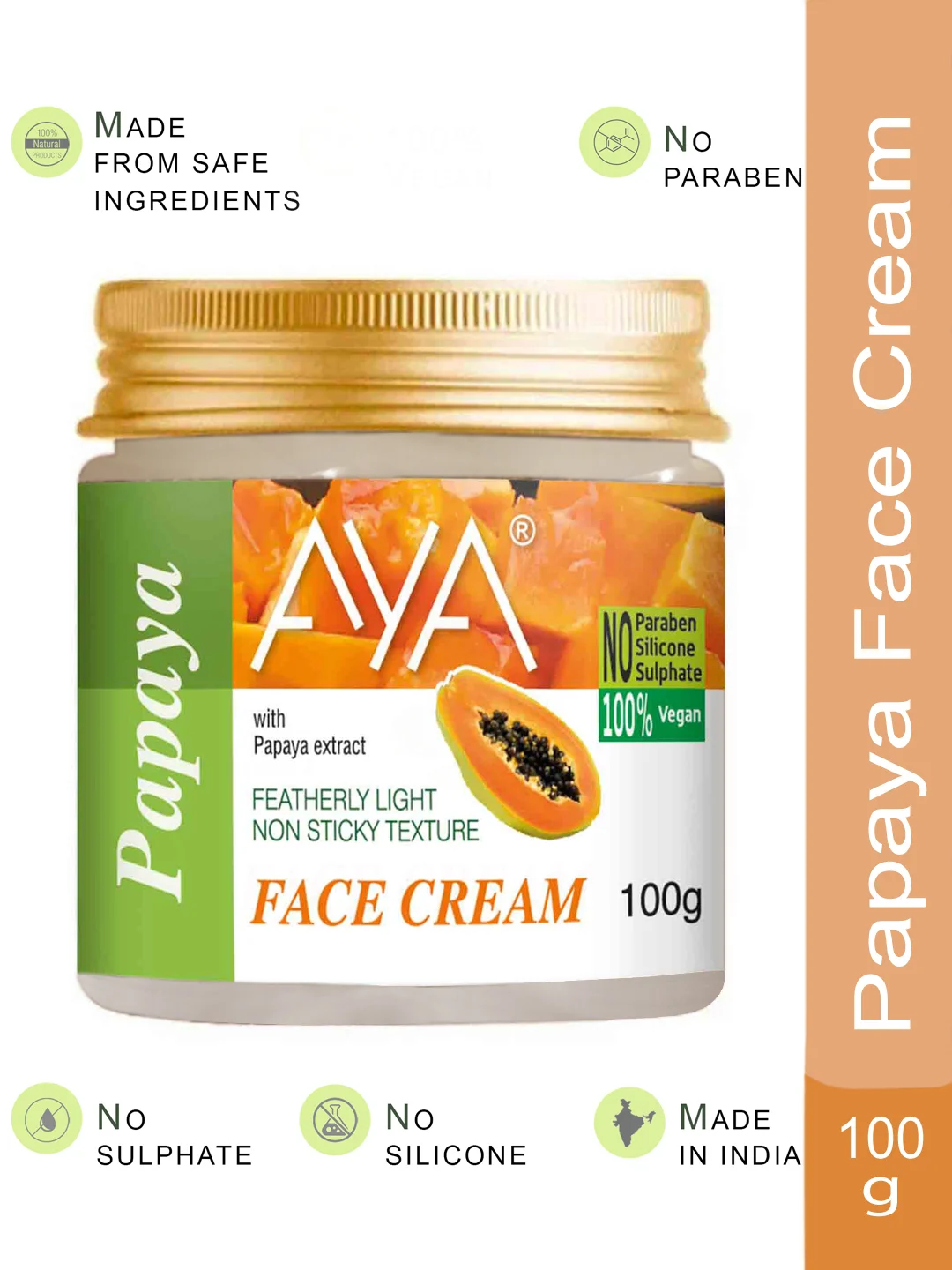 AYA Papaya Face Cream, 100 g | No Paraben, No Silicone, No Sulphate |
