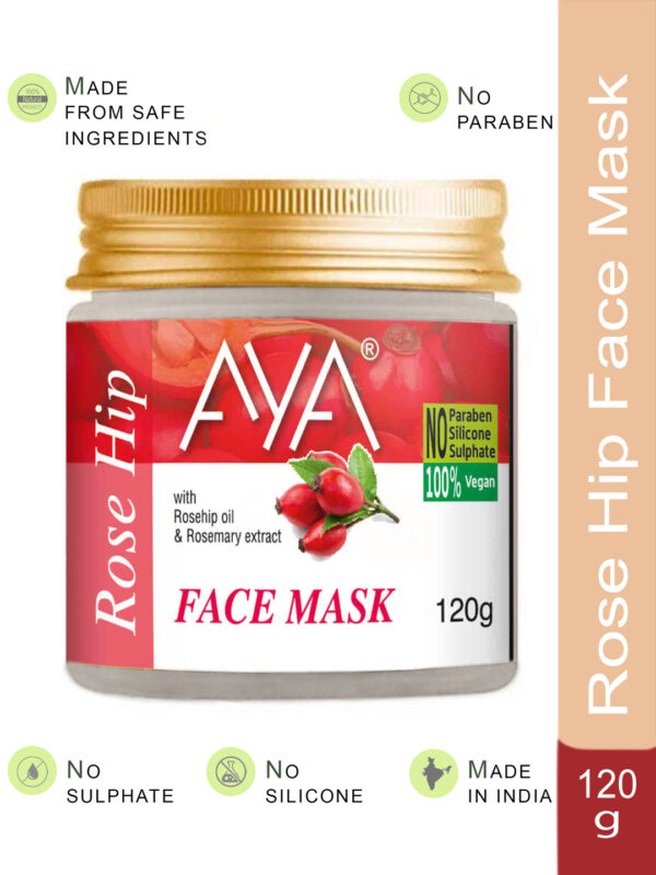 AYA Rosehip Face Mask, 120 g | No Paraben, No Silicone, No Sulphate |