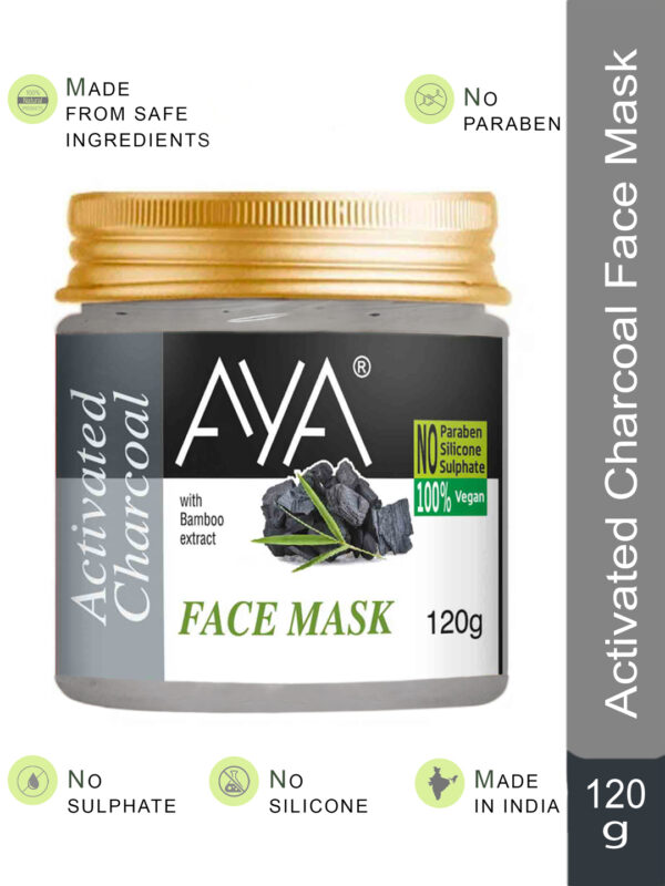 AYA Activated Charcoal Face Mask, 120 g | No Paraben, No Silicone, No Sulphate |