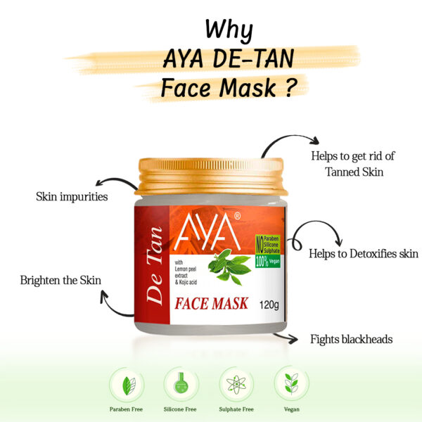 AYA Detan Face Mask, 120 g | No Paraben, No Silicone, No Sulphate | - Image 3