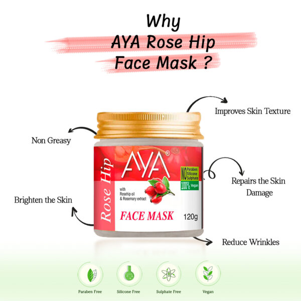 AYA Rosehip Face Mask, 120 g | No Paraben, No Silicone, No Sulphate | - Image 3