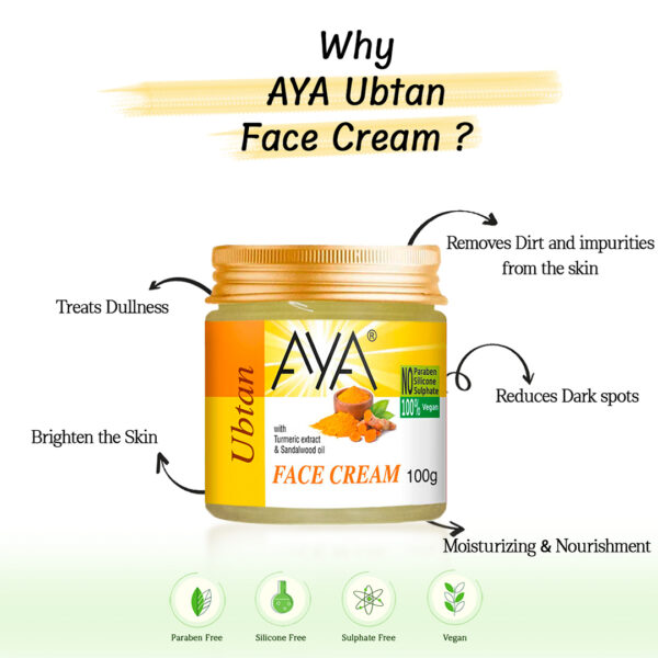 AYA Ubtan Face Cream, 100 g | No Paraben, No Silicone, No Sulphate | - Image 3