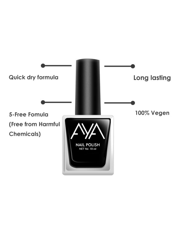 AYA Nail Polish 01 Black (10 ml) - Image 4