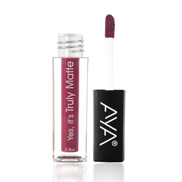 AYA Yes It's Truly Matte Liquid Lipstick, 07 Plum, 2.5 ml | Long Lasting | Waterproof | Kiss Proof | Enriched with Jojoba Oil, Shea Butter, Almond Oil, Vitamin E, SPF - Image 5